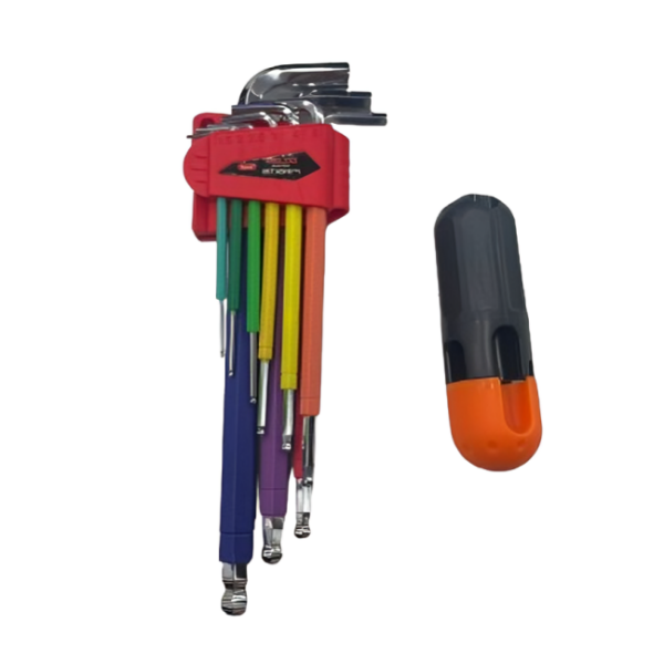 Professional 9-Piece Color-Coded Ball-End Hex Key Set